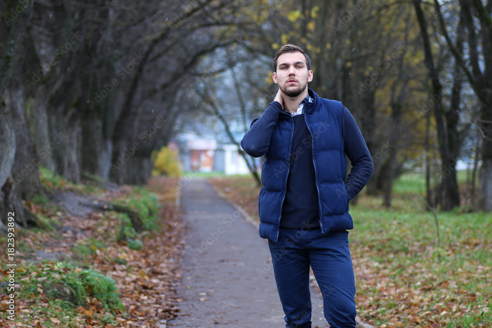 Young beard man in an autumn Young beard man in an autumn
