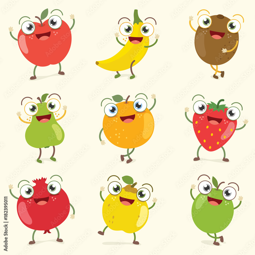 Fruit Characters Vector Illustration Fruit Characters Vector Illustration