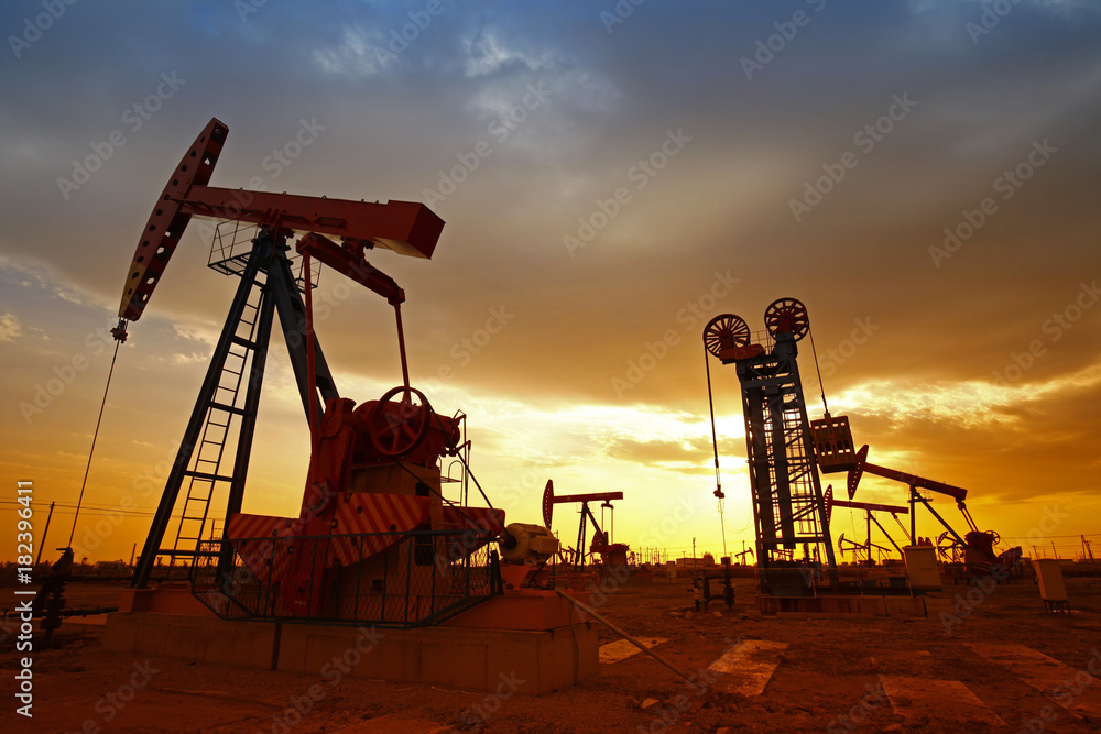 Naklejka premium Oil pump, oil industry equipment