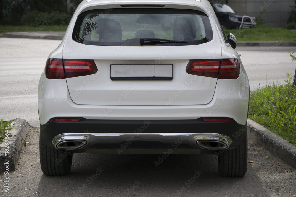 white car look from behind