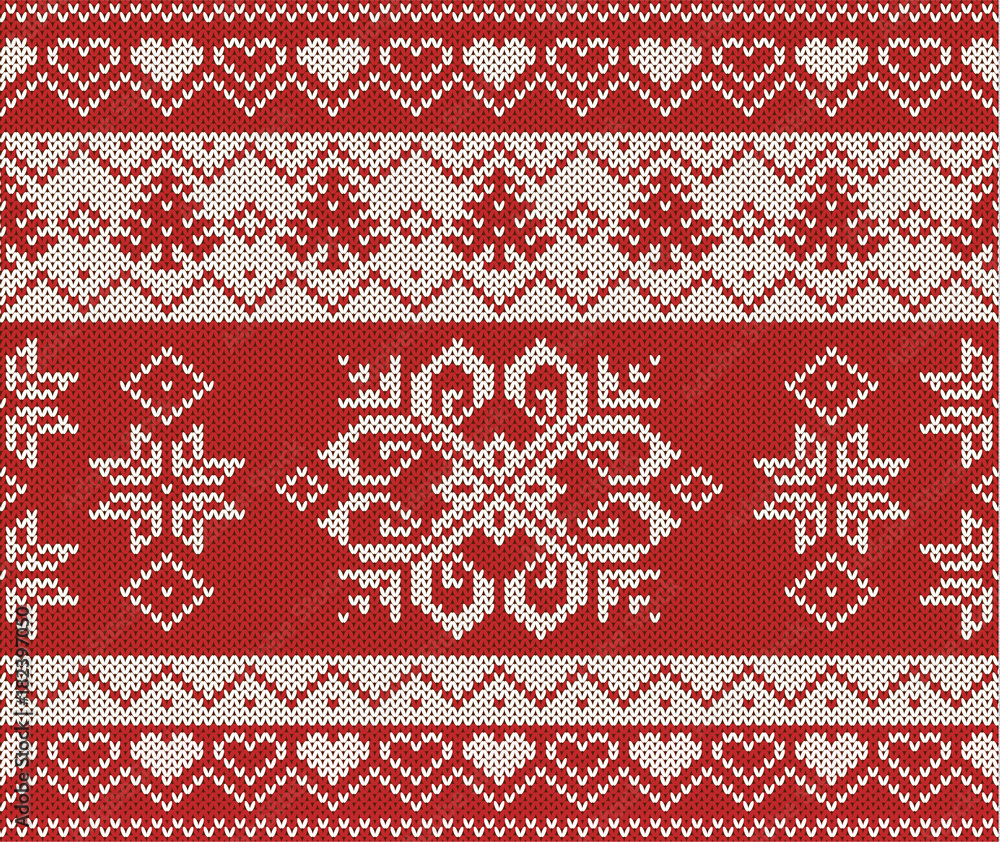 Red knitted seamless pattern in Scandinavian style Red knitted seamless pattern in Scandinavian style