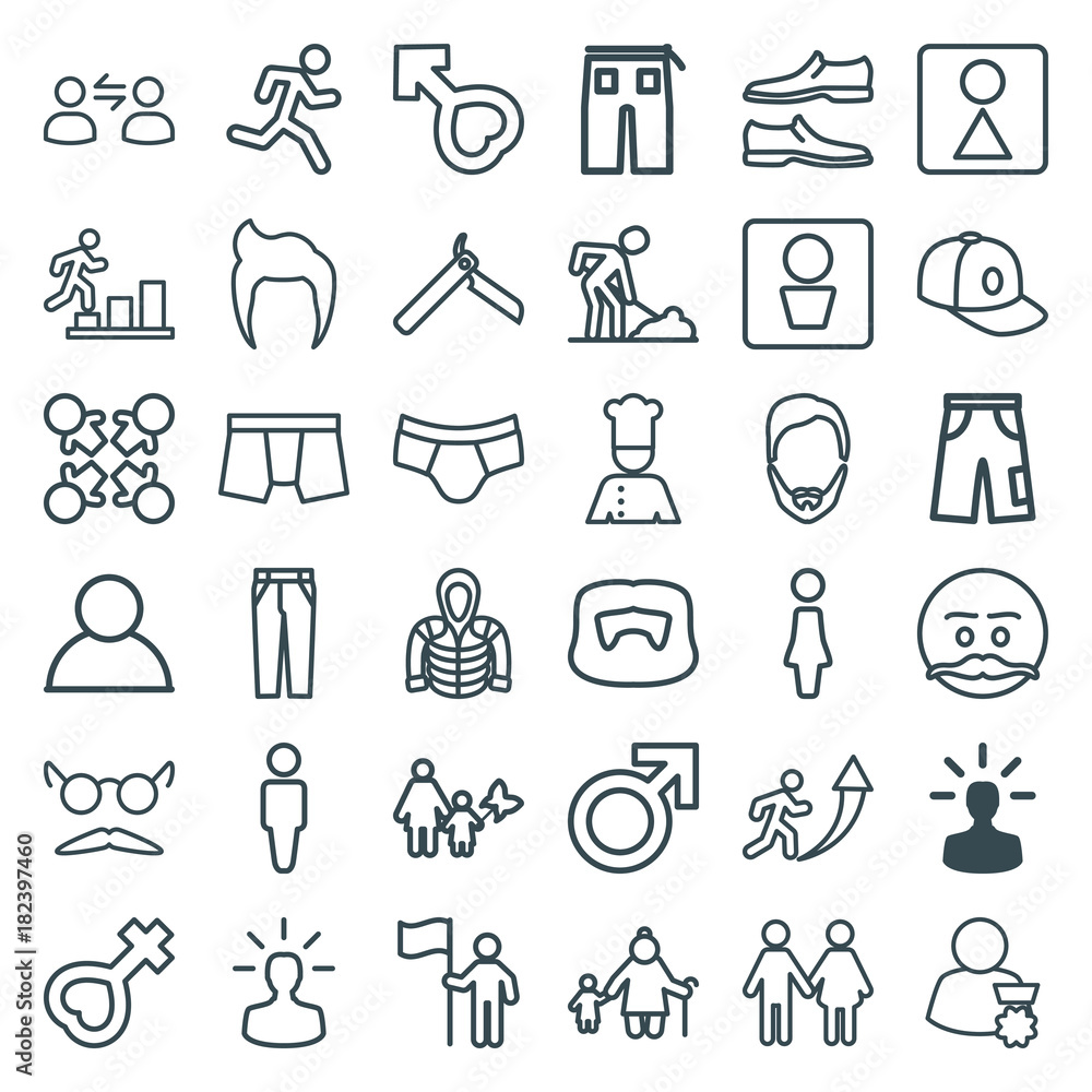 Set of 36 men outline icons Set of 36 men outline icons