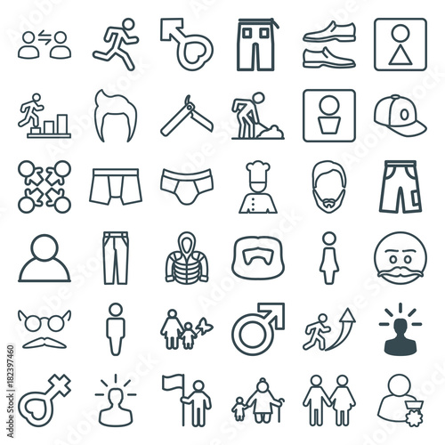 Set of 36 men outline icons