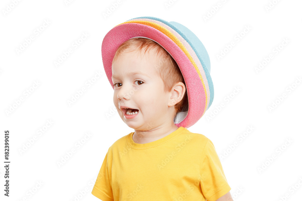 Dancing boy in the hat isolated on white Dancing boy in the hat isolated on white