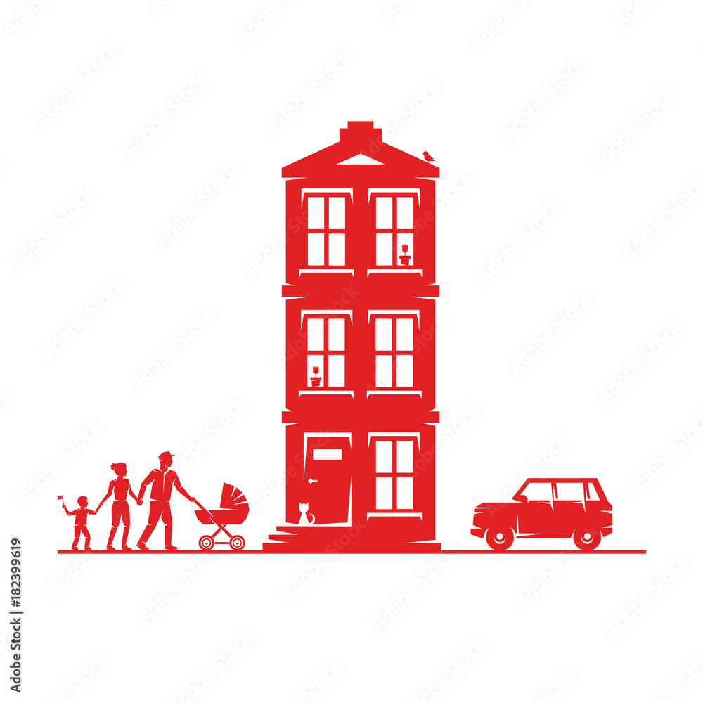 Obraz premium illustration the family is going home
