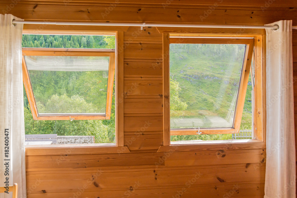 Fototapeta premium look at the Norwegian nature through the window