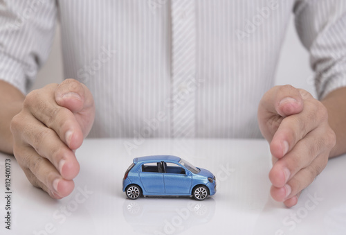 business agent hand in gesture of protection car accident. concept insurance service.