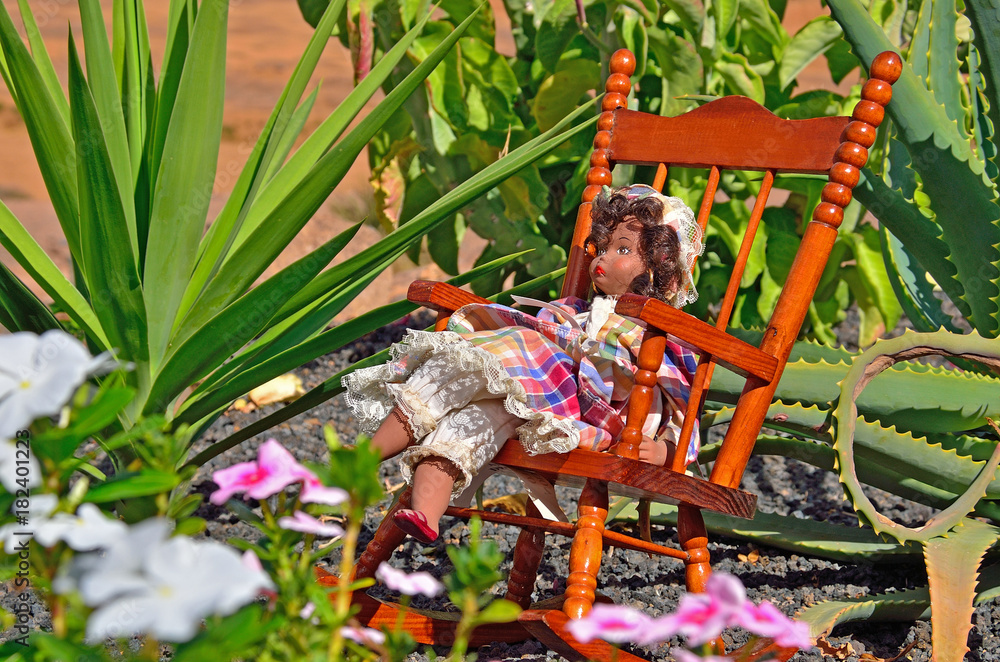 doll in the dress at the garden doll in the dress at the garden