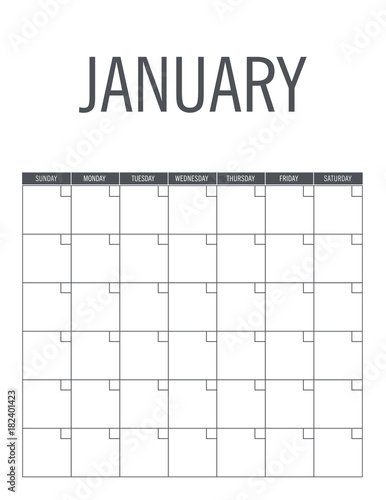 January - calendar page layout, no dates, can be used every year.
