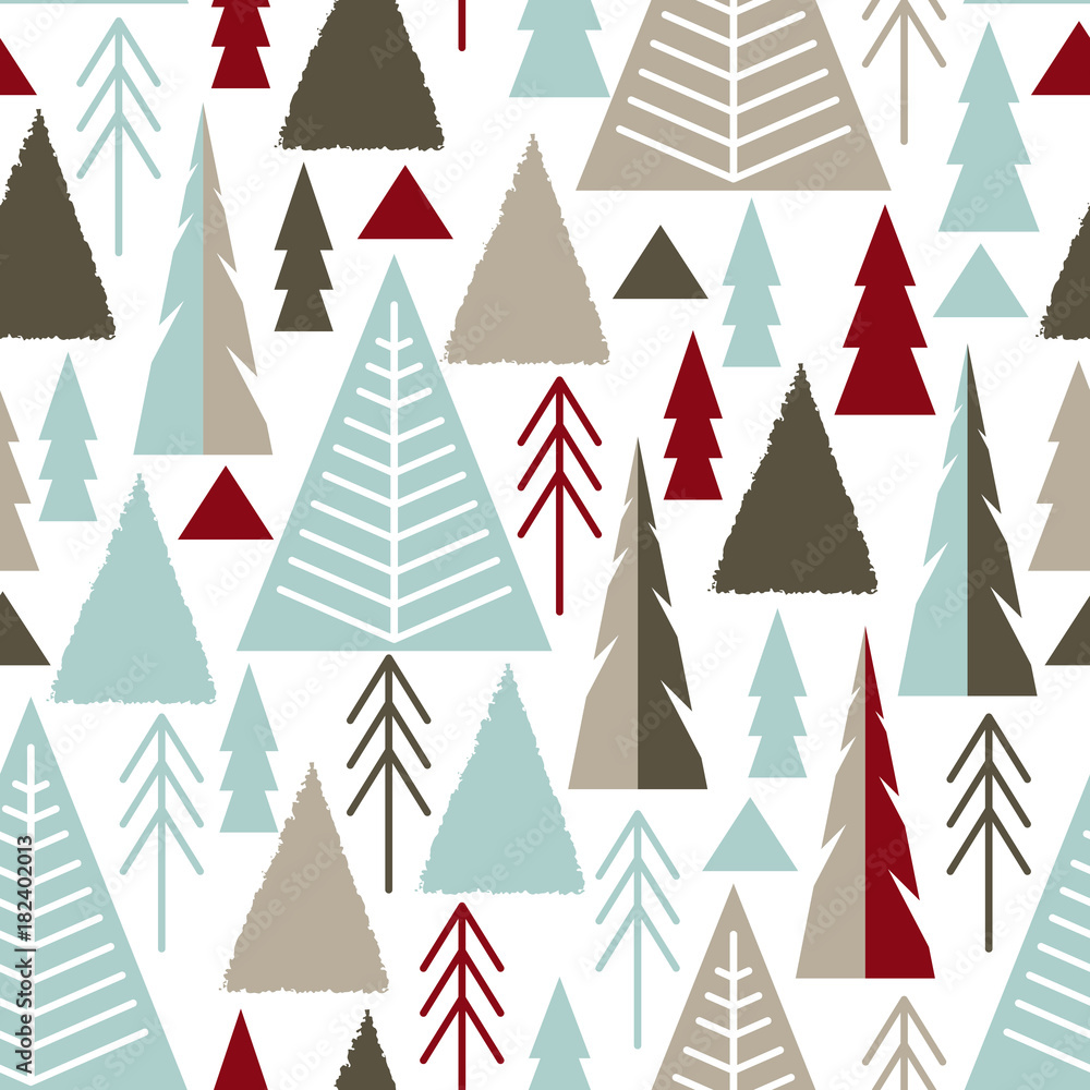 Merry Christmas. A seamless pattern with Christmas trees in the style of flat, naive. Vector illustration. Merry Christmas. A seamless pattern with Christmas trees in the style of flat, naive. Vector illustration.