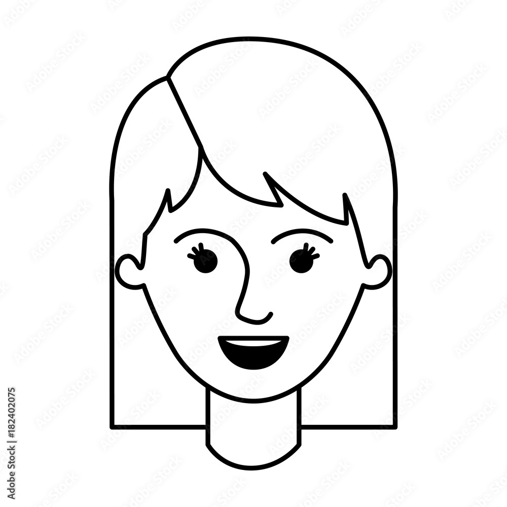 female face with mid lenght hair in monochrome silhouette vector illustration female face with mid lenght hair in monochrome silhouette vector illustration