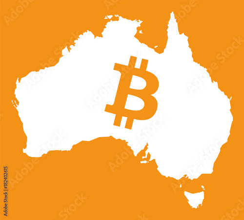 Australia map with bitcoin symbol illustration