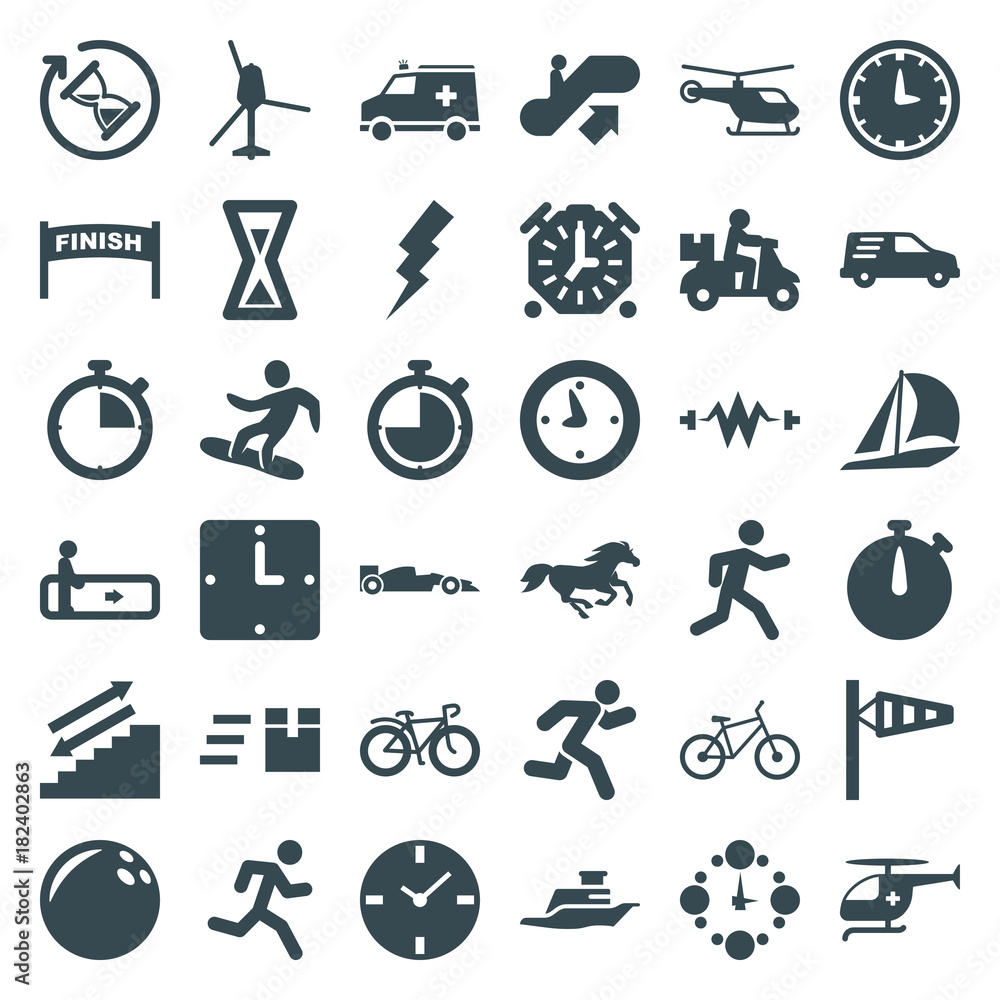 Set of 36 speed filled icons
