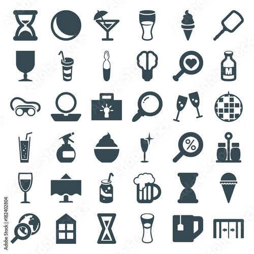 Set of 36 glass filled icons