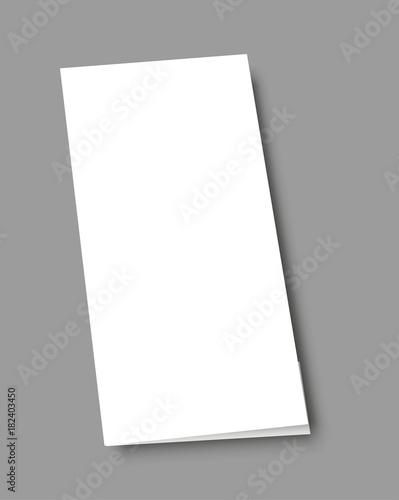 Blank tri fold brochure mock up portrait cover. Isolated