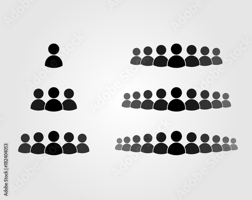 People team icon set, crowd sign.