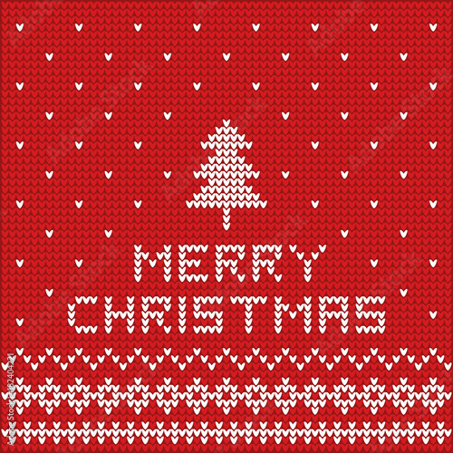 Merry Christmas design as knitted sweater and jumper background 