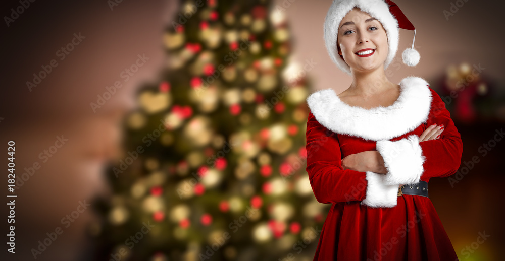 santa claus woman and xmas tree santa claus woman and xmas tree