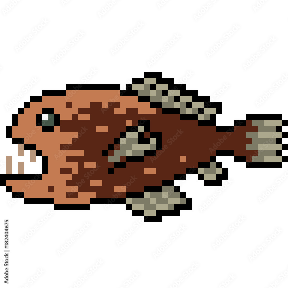 vector pixel art deep sea fish vector pixel art deep sea fish