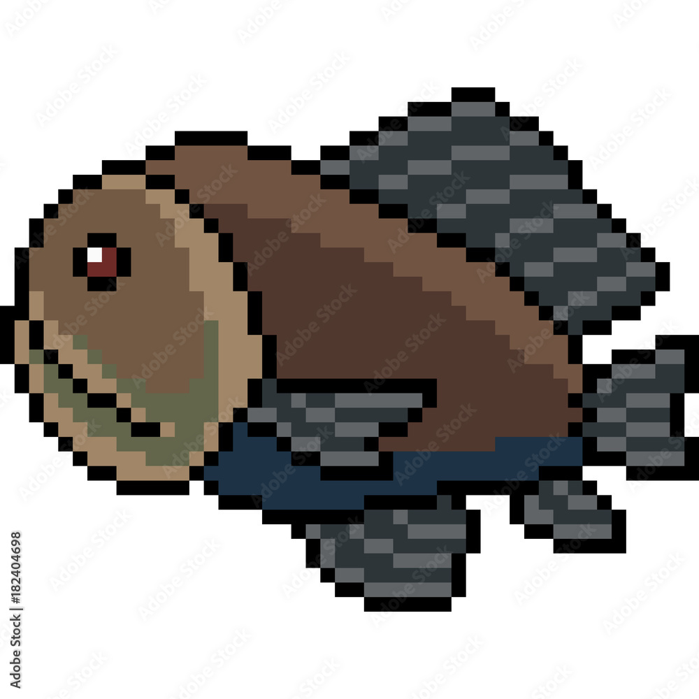 vector pixel art deep sea fish