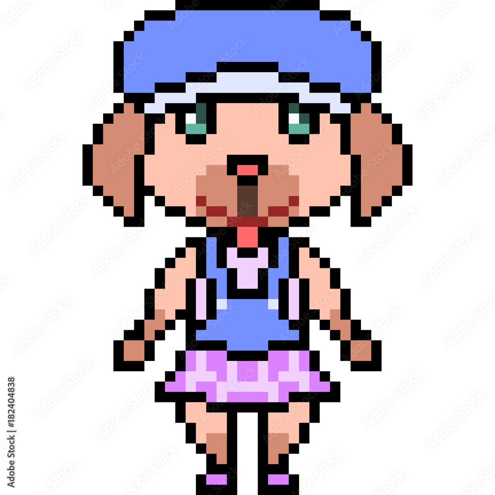 Fototapeta premium vector pixel art dog dress