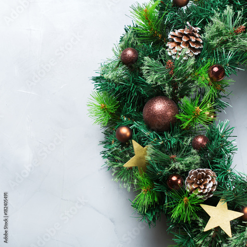 Advent christmas door wreath with festive decoration