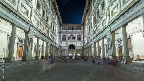 Uffizi Gallery timelapse hyperlapse. It is prominent art museum located adjacent to Piazza della Signoria photo