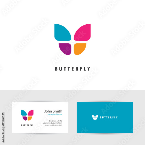 Colorful butterfly logo.