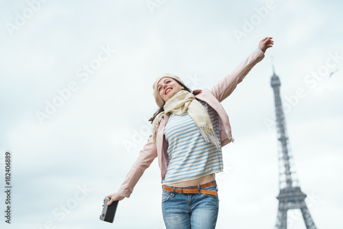 Smiling woman in Paris
