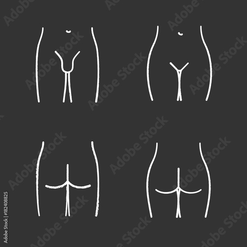 Human body parts chalk icons set