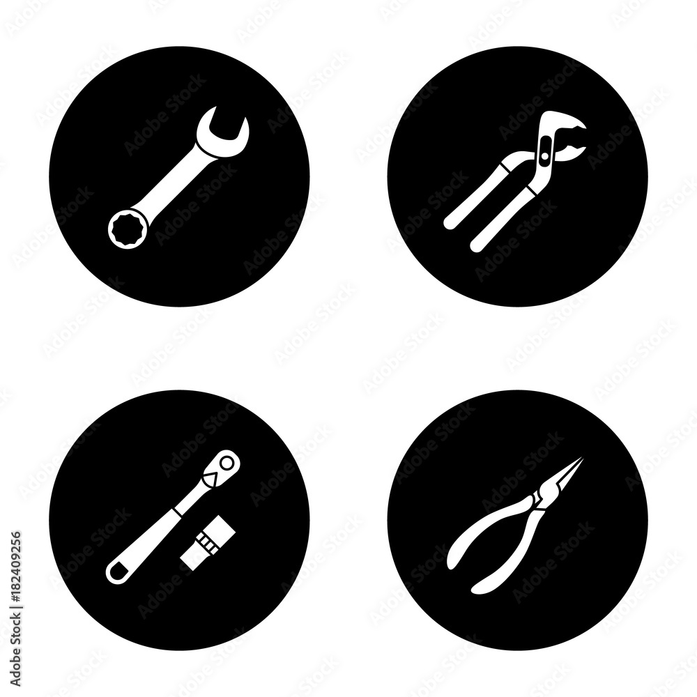 Construction tools glyph icons set Construction tools glyph icons set