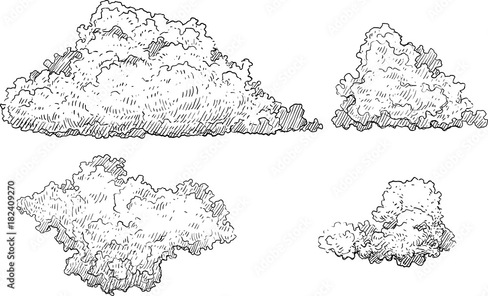 Cloud illustration, drawing, engraving, ink, line art, vector Stock