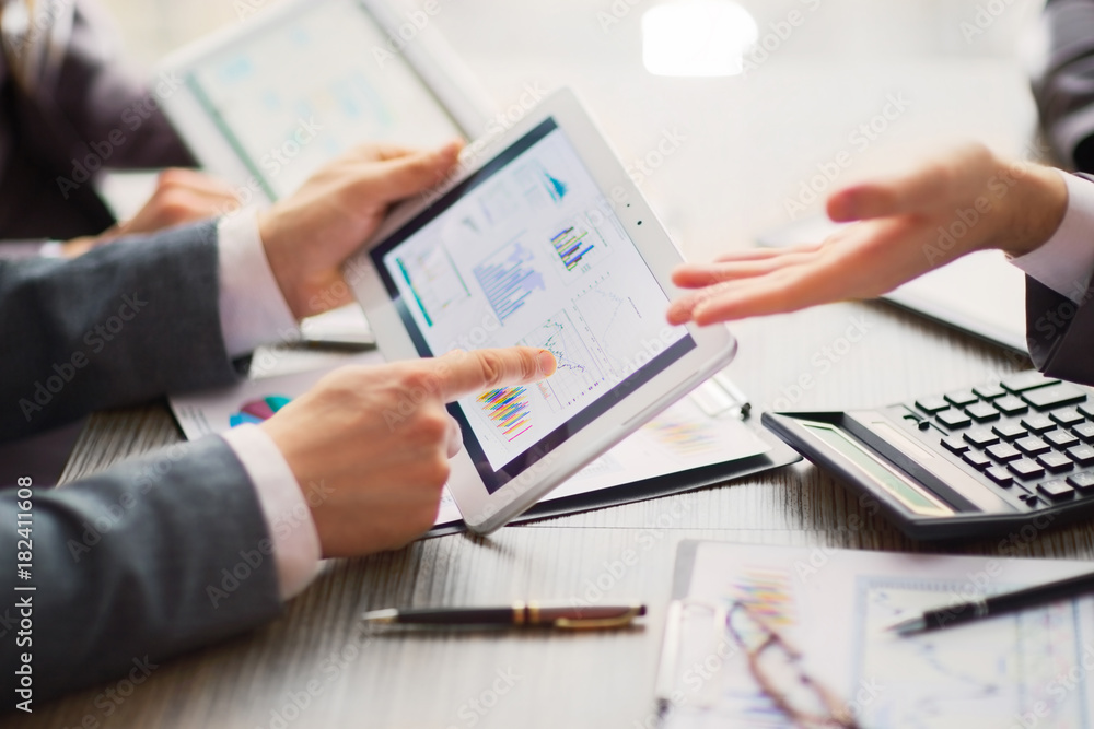 Businessman on online Financial Assessment. Team work in office Businessman on online Financial Assessment. Team work in office