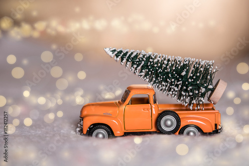 vintage pick up truck with christmas decoration 