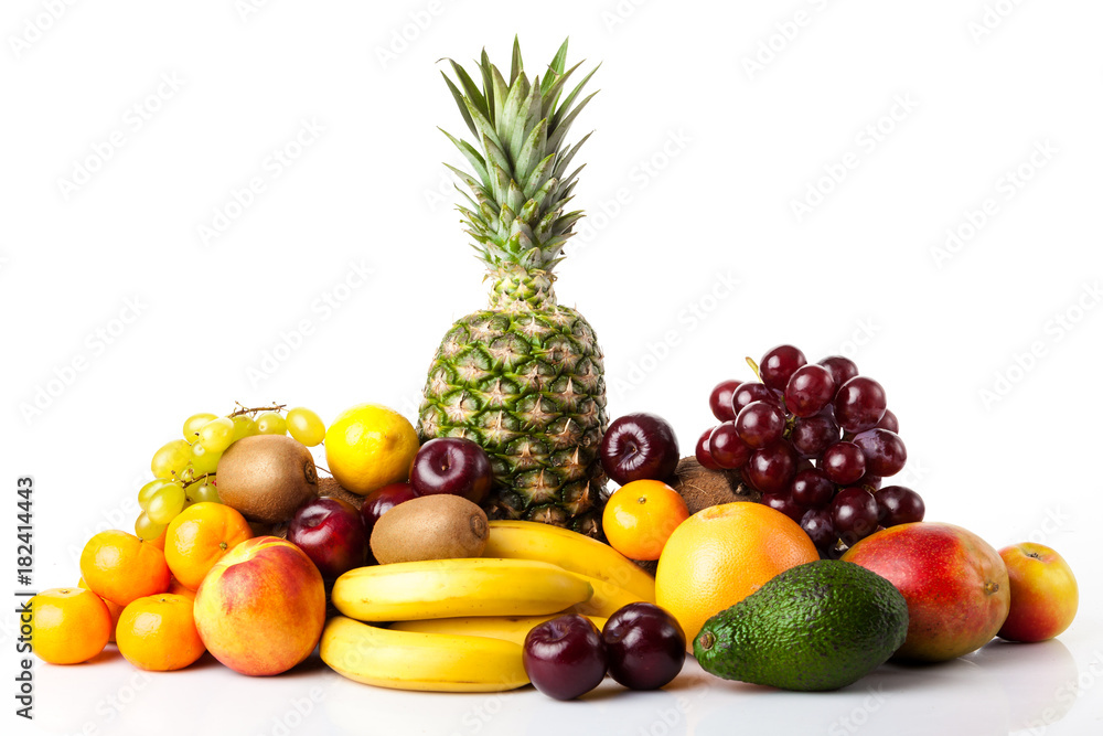 tropical fruits. fruits isolated on white. Ripe fruit