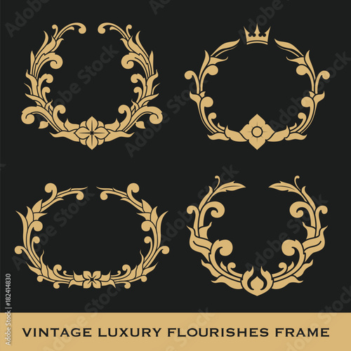 Set of Vintage Luxury Monogram Frame Template Design