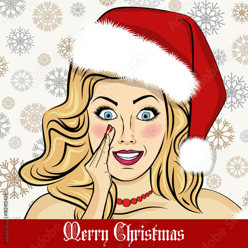 beautiful retro Christmas card with sexy Santa