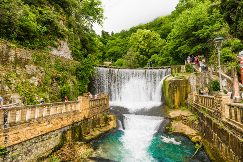 NEW ATHOS  ABKHAZIA - JUNE 11  2017 Dam waterfall in New Athos  Abkhazia