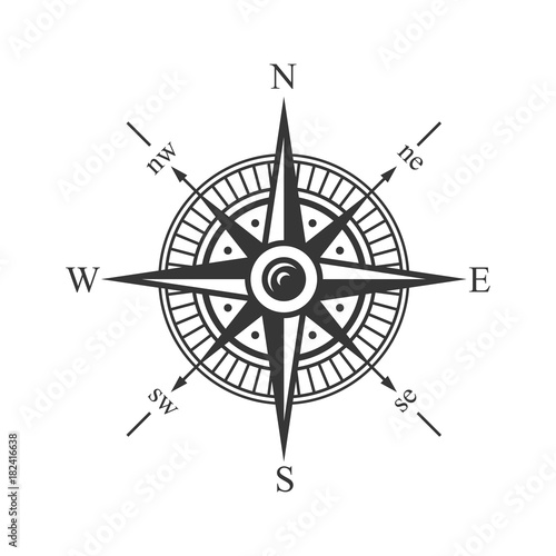 Wind Rose Compass on White Background. Vector
