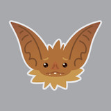 Bat emotional head. Vector illustration of bat-eared brown creature shows emotion.