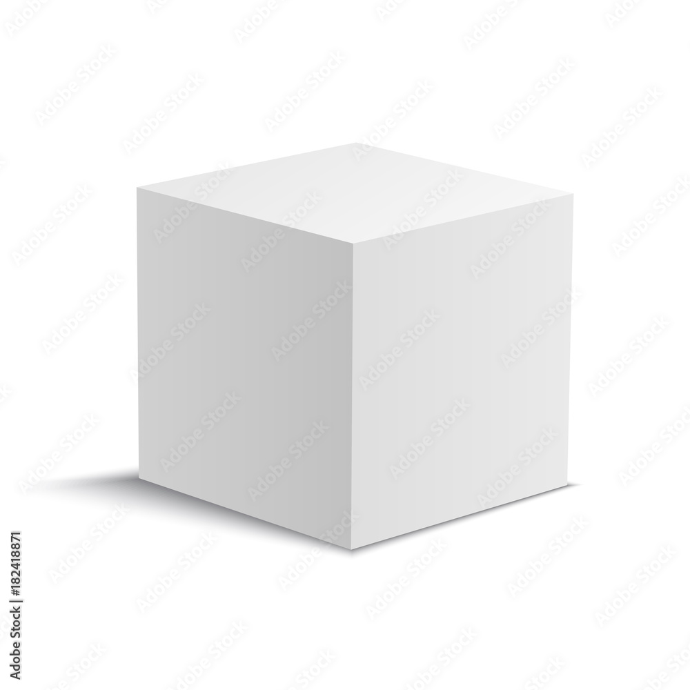 White vector cube. Vector stock illustration without background.
