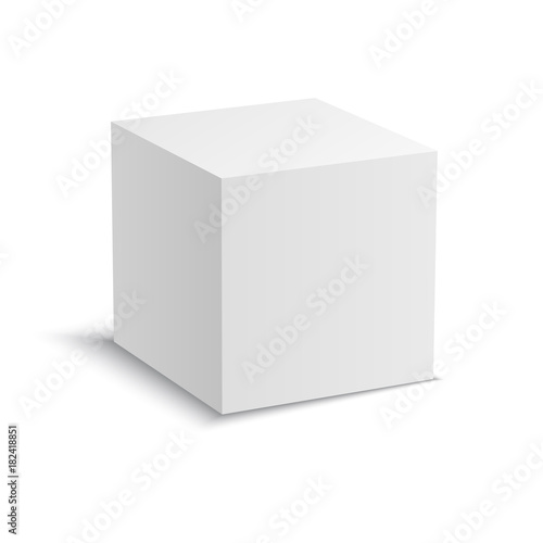 White vector cube with perspective. Realistic 3d vector illustration. photo