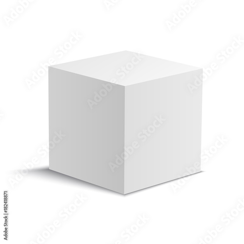 White vector cube. Vector stock illustration without background.