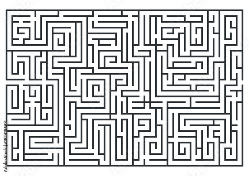 illustration of maze, labrinth. Isolated on white background. Medium difficulty. photo