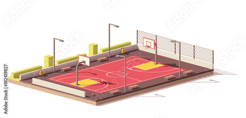 Vector low poly basketball court