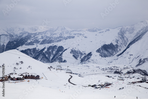 Caucasus Mountains, Georgia, ski resort Gudauri. photo