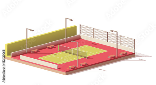 Vector low poly tennis court