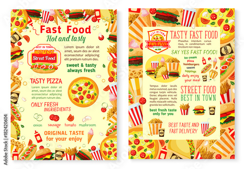 Fast food burgers vector fastfood menu posters