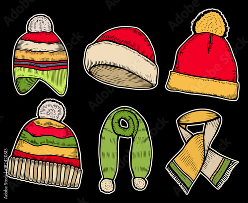 Santa stocking cap and Scarfs.