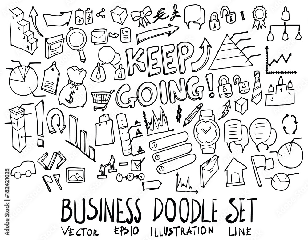 Set of Business illustration Hand drawn doodle Sketch line vector eps10 Set of Business illustration Hand drawn doodle Sketch line vector eps10